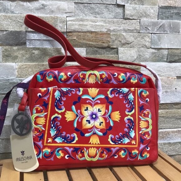 Anuschka Hand-Painted Leather Organizer Satchel - Picture 5 of 7